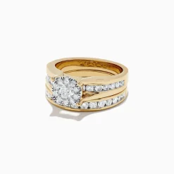 Effy Jewelry Bouquet 14K Yellow Gold Channel Set Diamond Engagement u0026 Wedding Ring Set, 1.48 TCW | Rings