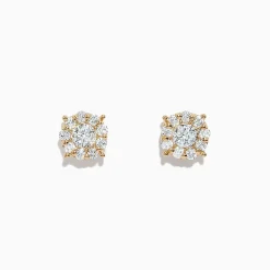 effyjewelry.com Bouquet 14K Yellow Gold Diamond Cluster Earrings, 0.93 TCW | Earrings