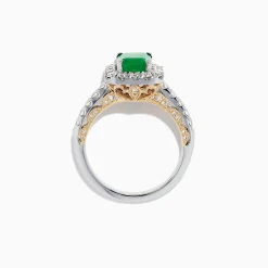 Effy Jewelry Brasilica 14K 2-Tone Gold Emerald and Diamond Ring, 2.17 TCW | Rings