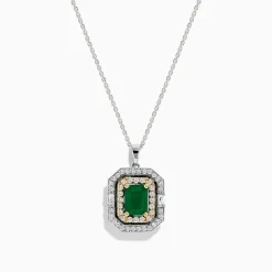 Effy Jewelry Brasilica 14K Two Tone Gold Emerald and Diamond Pendant, 2.09 TCW | Necklaces & Pendants
