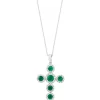 Effy Jewelry Brasilica 14K White Gold Emerald and Diamond Cross Pendant, 1.48 TCW | Necklaces & Pendants