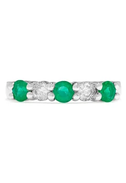 Effy Jewelry Brasilica 14K White Gold Emerald and Diamond Ring, 0.95 TCW | Rings