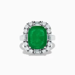 Effy Jewelry Brasilica 14K White Gold Emerald and Diamond Ring | Rings