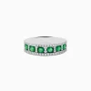 Effy Jewelry Brasilica 14K White Gold Emerald and Diamond Ring | Rings