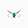 Effy Jewelry Brasilica 14K White Gold Emerald and Diamond Ring | Rings