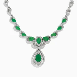 BH Multi Brasilica 14K White Gold Emerald and Diamond Necklace | Necklaces & Pendants
