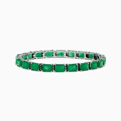 Effy Jewelry Brasilica 14K White Gold Emerald and Diamond Tennis Bracelet | Bracelets