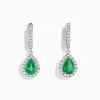 Effy Jewelry Brasilica 14K White Gold Emerald and Diamond Drop Earrings | Earrings