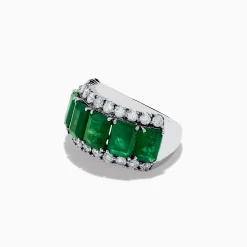 Effy Jewelry Brasilica 14K White Gold Emerald and Diamond Ring | Rings