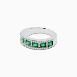 Effy Jewelry Brasilica 14K White Gold Emerald and Diamond Ring | Rings