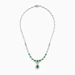 BH Multi Brasilica 14K White Gold Emerald and Diamond Necklace | Necklaces & Pendants