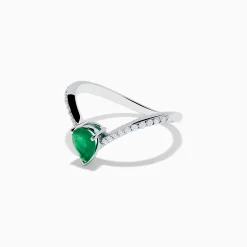 Effy Jewelry Brasilica 14K White Gold Emerald and Diamond Ring | Rings