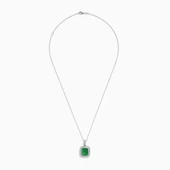Effy Jewelry Brasilica 14K White Gold Emerald and Diamond Pendant | Necklaces & Pendants
