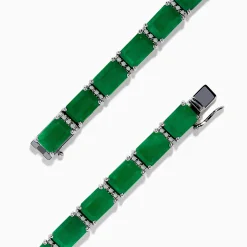 Effy Jewelry Brasilica 14K White Gold Emerald and Diamond Tennis Bracelet | Bracelets