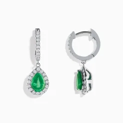 Effy Jewelry Brasilica 14K White Gold Emerald and Diamond Drop Earrings | Earrings