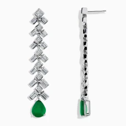 Effy Jewelry Brasilica 14K White Gold Emerald and Diamond Drop Earrings | Earrings