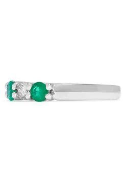 Effy Jewelry Brasilica 14K White Gold Emerald and Diamond Ring, 0.95 TCW | Rings