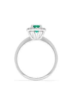 Effy Jewelry Brasilica 14K White Gold Emerald and Diamond Halo Ring, 0.60 TCW | Rings