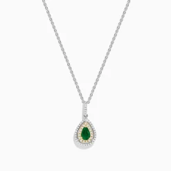 Effy Jewelry Brasilica 14K White u0026 Yellow Gold Emerald and Diamond Pendant | Necklaces & Pendants