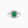 Effy Jewelry Brasilica 14K White u0026 Yellow Gold Emerald and Diamond Double Halo Ring | Rings
