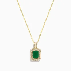 Effy Jewelry Brasilica 14K Yellow Gold Emerald and Diamond Pendant | Necklaces & Pendants