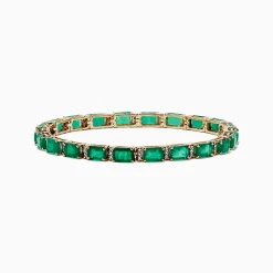 BH Multi Brasilica 14K Yellow Gold Emerald u0026 Diamond Tennis Bracelet, 11.76 TCW | Bracelets