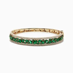BH Multi Brasilica 14K Yellow Gold Emerald and Diamond Bangle, 6.81 TCW | Bracelets