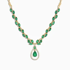 Effy Jewelry Brasilica 14K Yellow Gold Emerald and Diamond Necklace, 9.74 TCW | Necklaces & Pendants