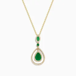Effy Jewelry Brasilica 14K Yellow Gold Emerald and Diamond Pendant, 1.43 TCW | Necklaces & Pendants