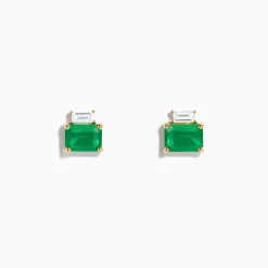 Effy Jewelry Brasilica 14K Yellow Gold Emerald and White Sapphire Stud Earrings | Earrings