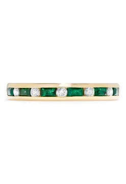 Effy Jewelry Brasilica 14K Yellow Gold Emerald and Diamond Channel-Set Ring, 0.66 TCW | Rings