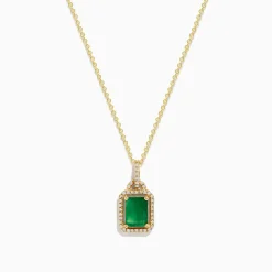 Effy Jewelry Brasilica 14K Yellow Gold Emerald u0026 Diamond Pendant, 1.62 TWC | Necklaces & Pendants