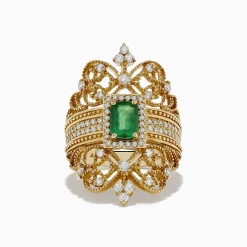 Effy Jewelry Brasilica 14K Yellow Gold Emerald and Diamond Ring, 1.68 TCW | Rings