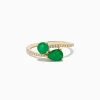 Effy Jewelry Brasilica 14K Yellow Gold Emerald and Diamond Bypass Ring | Rings