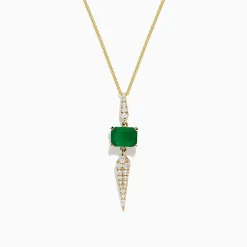 BH Multi Brasilica 14K Yellow Gold Emerald and Diamond Pendant, 1.66 TCW | Necklaces & Pendants