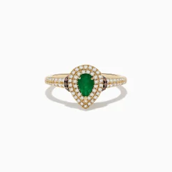 Effy Jewelry Brasilica 14K Yellow Gold Emerald, White and Espresso Diamond Ring | Rings