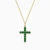 BH Multi Brasilica 14K Yellow Gold Emerald and Diamond Cross Pendant, 1.34 TCW | Necklaces & Pendants