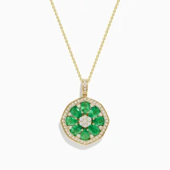BH Multi Brasilica 14K Yellow Gold Emerald and Diamond Pendant | Necklaces & Pendants
