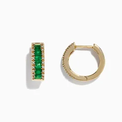 Effy Jewelry Brasilica 14K Yellow Gold Emerald and Diamond Earrings, 1.53 TCW | Earrings