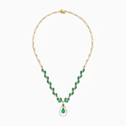 Effy Jewelry Brasilica 14K Yellow Gold Emerald and Diamond Necklace, 9.74 TCW | Necklaces & Pendants