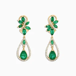 Effy Jewelry Brasilica 14K Yellow Gold Emerald and Diamond Earrings, 4.62 TCW | Earrings