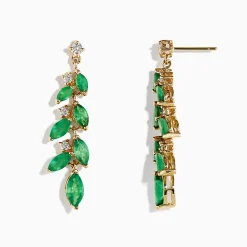 BH Multi Brasilica 14K Yellow Gold Emerald and Diamond Drop Earrings | Earrings
