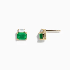 Effy Jewelry Brasilica 14K Yellow Gold Emerald and White Sapphire Stud Earrings | Earrings