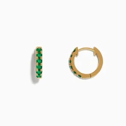 Effy Jewelry Brasilica 14K Yellow Gold Emerald Huggie Earrings | Earrings