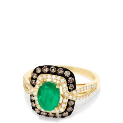 Effy Jewelry Brasilica 14K Yellow Gold Emerald, Espresso u0026 White Diamond Ring, 1.70 TCW | Rings