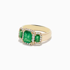 Effy Jewelry Brasilica 14K Yellow Gold Emerald and Diamond Ring | Rings