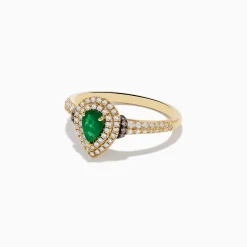 Effy Jewelry Brasilica 14K Yellow Gold Emerald, White and Espresso Diamond Ring | Rings