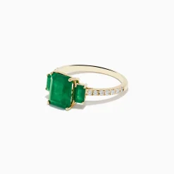 Effy Jewelry Brasilica 14K Yellow Gold Emerald and Diamond Ring | Rings