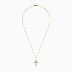 BH Multi Brasilica 14K Yellow Gold Emerald and Diamond Cross Pendant, 1.34 TCW | Necklaces & Pendants
