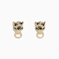 BH Multi Brasillica 14K Yellow Gold Emerald, Espresso and White Diamond Earring | Earrings